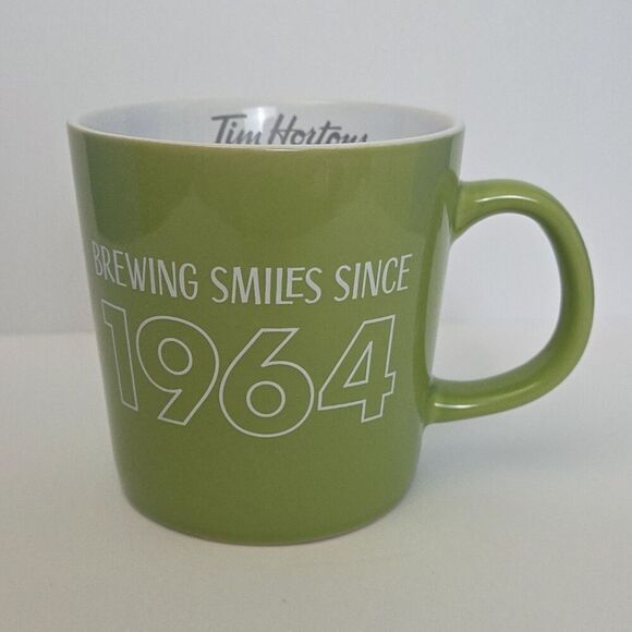 Tim Hortons Brewing Smiles Since 1964 Green Mug 2017 Limited Edition - Picture 1 of 9